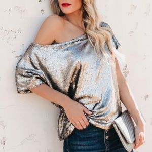 Gold sequin off the shoulder top! (tags on)!